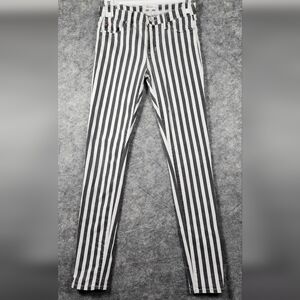 Hudson Midrise Nico Super Skinny Gray and White Striped Jeans Size 25